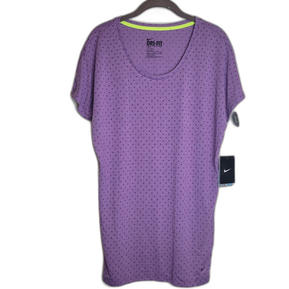 Nike Dri-FIT Club Tee Boyfriend/ Loose Fit Purple Polka Dot Shirt NWT